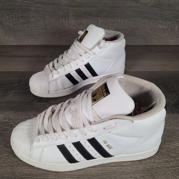 Adidas Pro Model S85956 High Top White/Black Men’s Size 9 - Picture 2 of 11